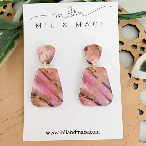 Autumn Storm Polymer Clay Dangle Earrings with Resin Finish