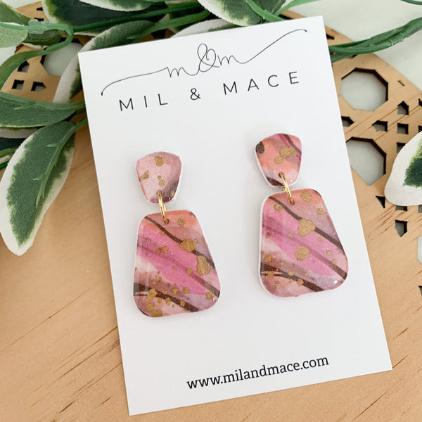 Autumn Storm Polymer Clay Dangle Earrings with Resin Finish