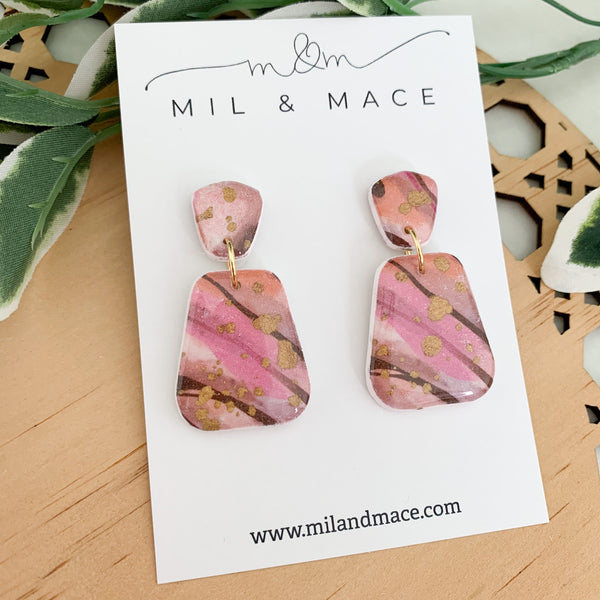 Autumn Storm Polymer Clay Dangle Earrings with Resin Finish