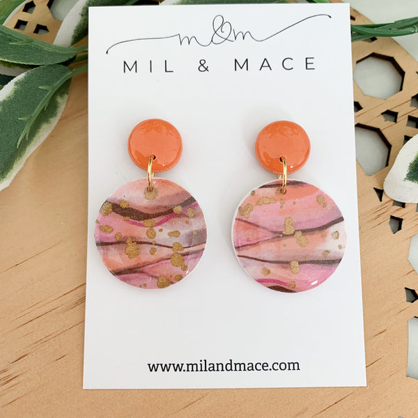 Autumn Storm Polymer Clay Dangle Earrings with Resin Finish