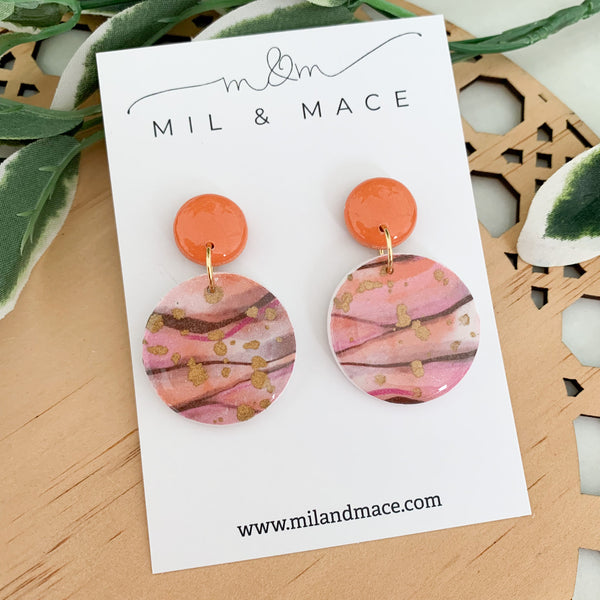 Autumn Storm Polymer Clay Dangle Earrings with Resin Finish
