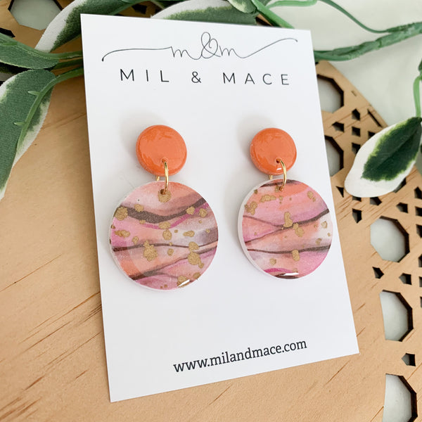 Autumn Storm Polymer Clay Dangle Earrings with Resin Finish