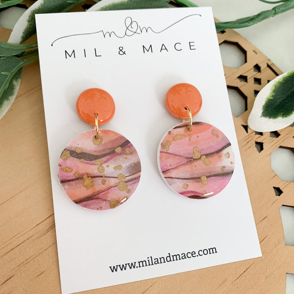 Autumn Storm Polymer Clay Dangle Earrings with Resin Finish