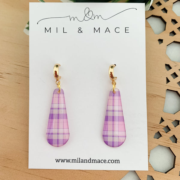 Pastel Gingham Yupo Dangle Earrings