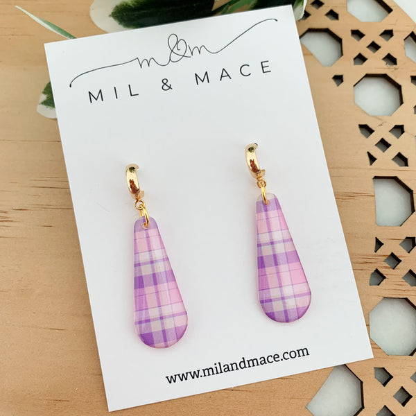 Pastel Gingham Yupo Dangle Earrings