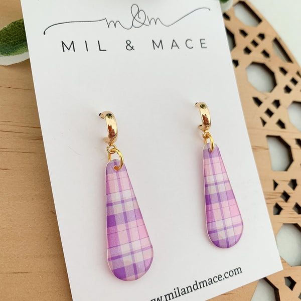 Pastel Gingham Yupo Dangle Earrings