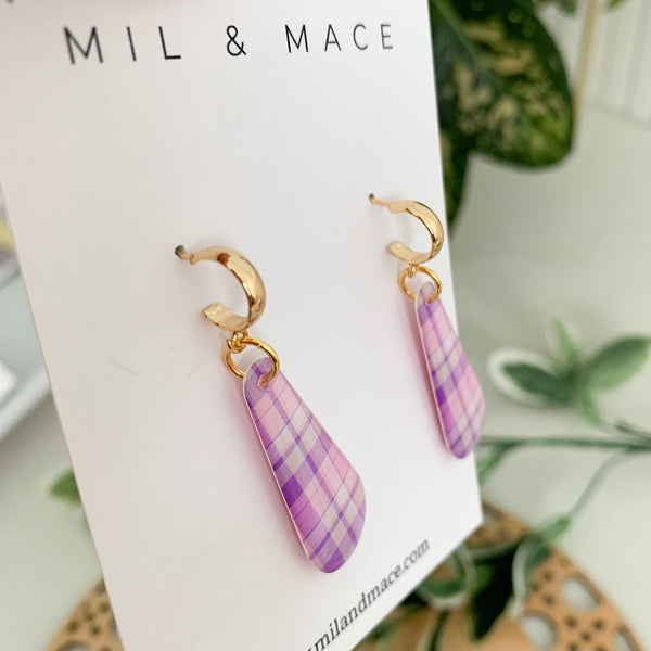 Pastel Gingham Yupo Dangle Earrings
