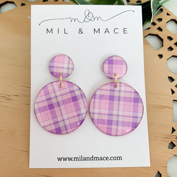 Pastel Gingham Yupo Dangle Earrings