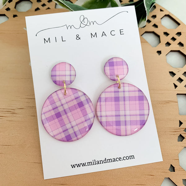 Pastel Gingham Yupo Dangle Earrings