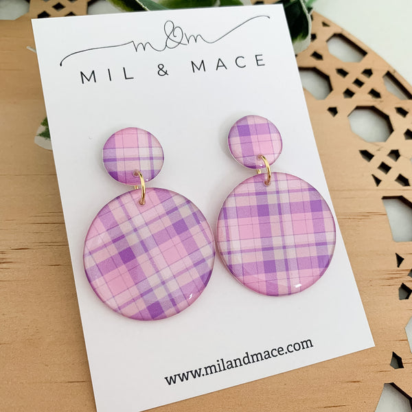 Pastel Gingham Yupo Dangle Earrings