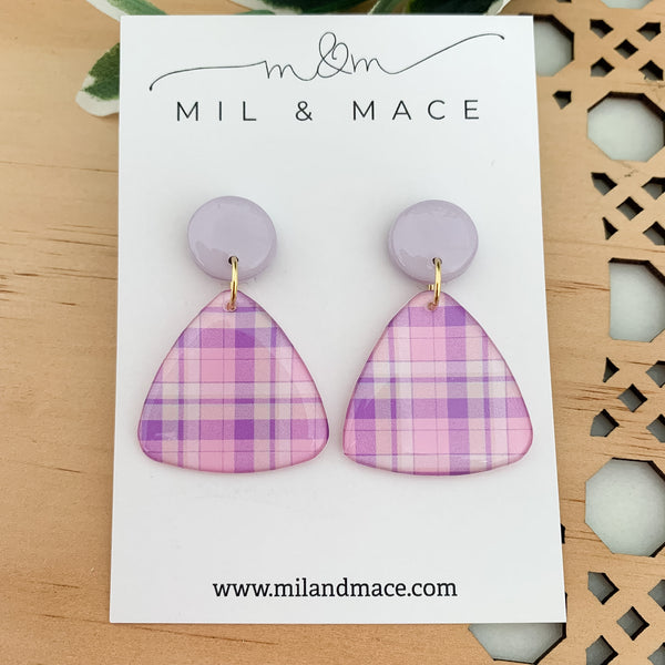 Pastel Gingham Yupo Dangle Earrings
