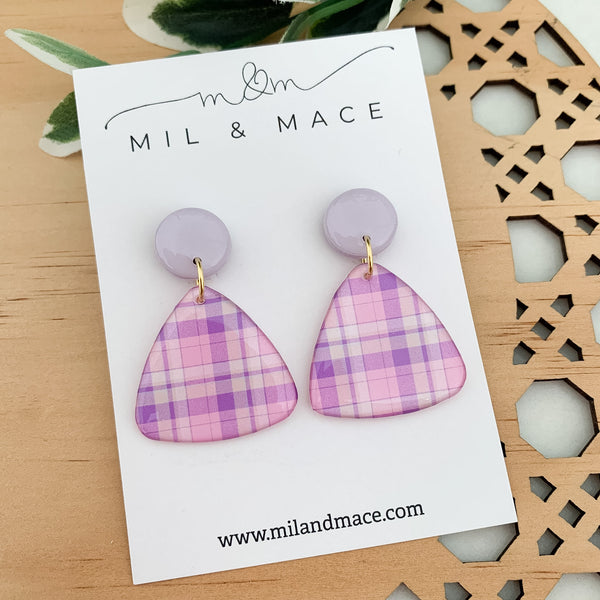 Pastel Gingham Yupo Dangle Earrings