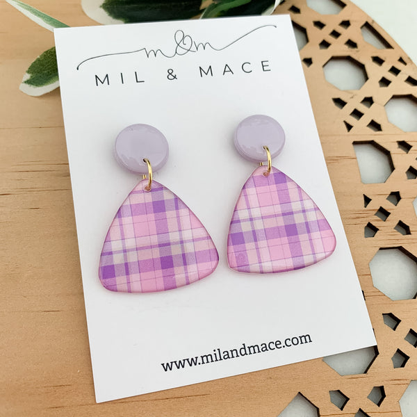 Pastel Gingham Yupo Dangle Earrings