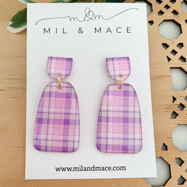 Pastel Gingham Yupo Dangle Earrings