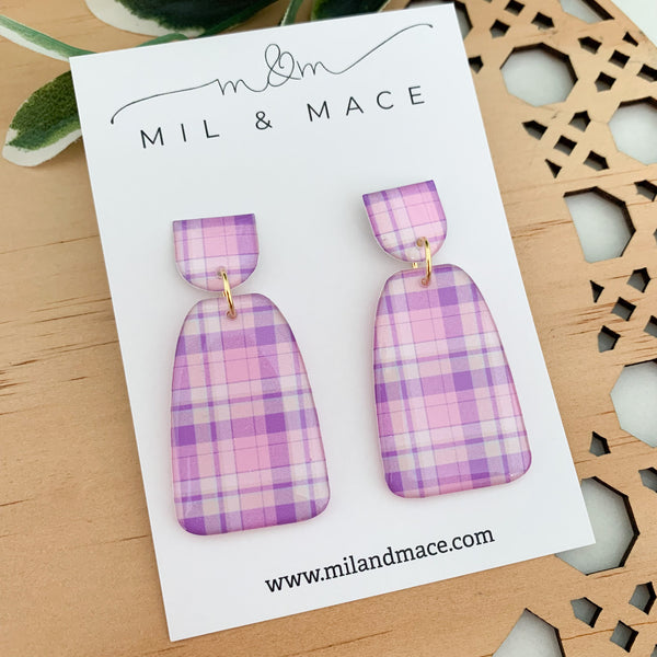 Pastel Gingham Yupo Dangle Earrings