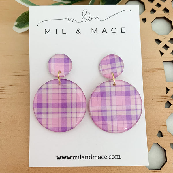 Pastel Gingham Yupo Dangle Earrings