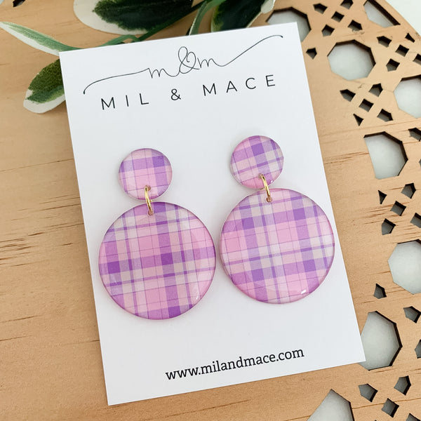Pastel Gingham Yupo Dangle Earrings