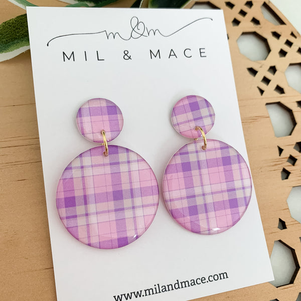 Pastel Gingham Yupo Dangle Earrings