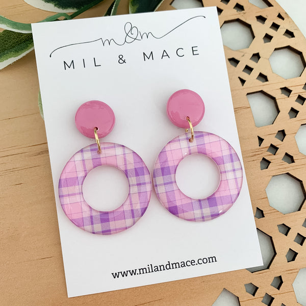 Pastel Gingham Yupo Dangle Earrings
