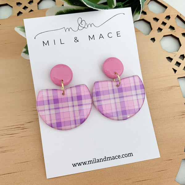 Pastel Gingham Yupo Dangle Earrings