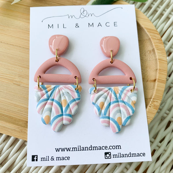 Pastel Rainbow Polymer Clay Dangle Earrings