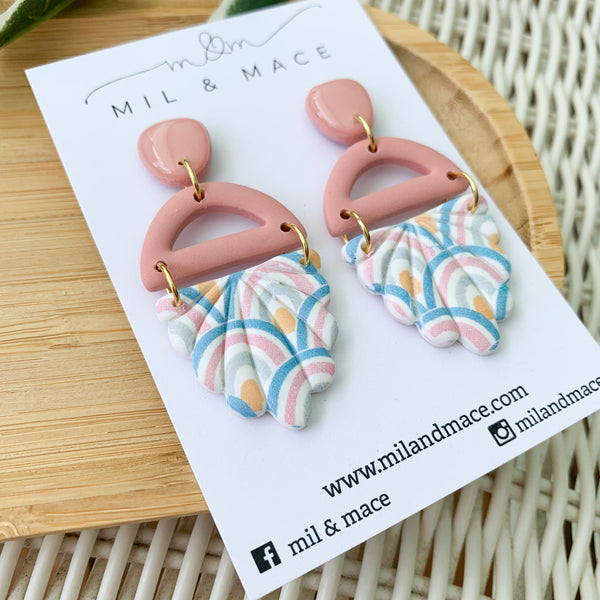 Pastel Rainbow Polymer Clay Dangle Earrings