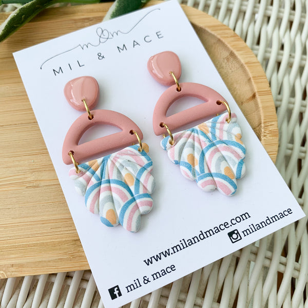 Pastel Rainbow Polymer Clay Dangle Earrings