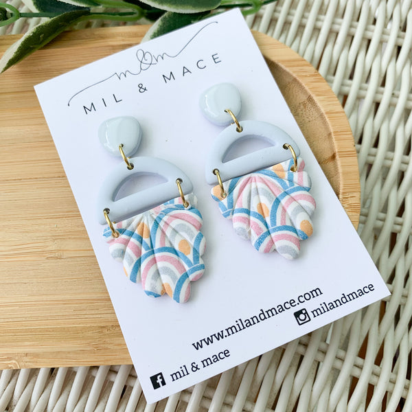 Pastel Rainbow Polymer Clay Dangle Earrings