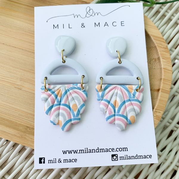 Pastel Rainbow Polymer Clay Dangle Earrings