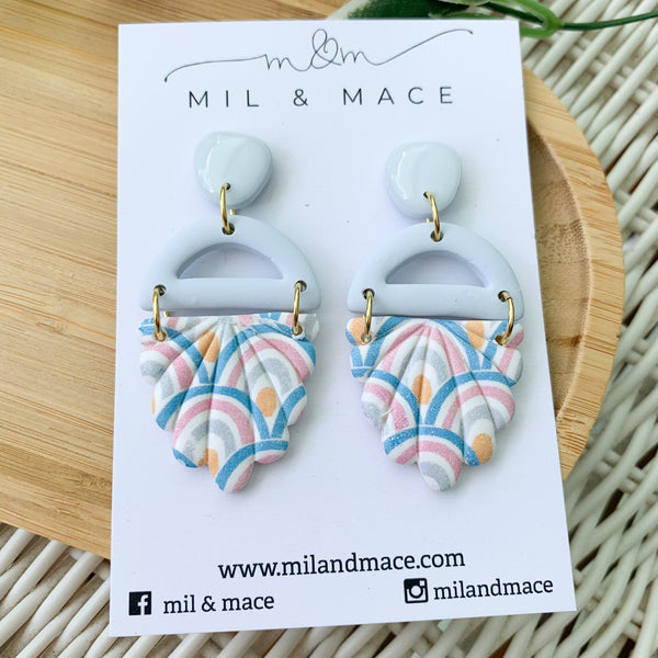 Pastel Rainbow Polymer Clay Dangle Earrings