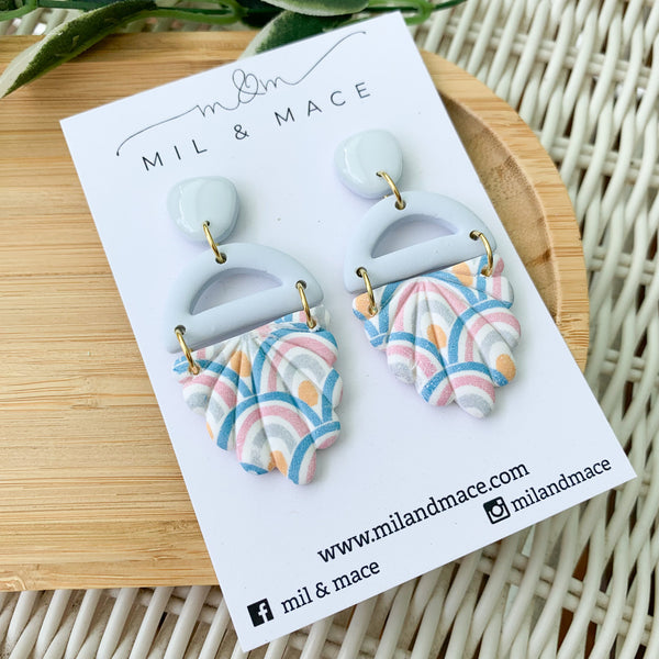 Pastel Rainbow Polymer Clay Dangle Earrings