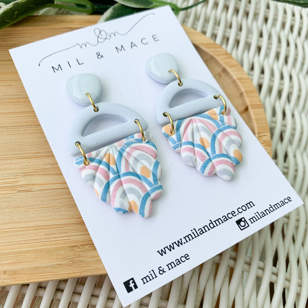 Pastel Rainbow Polymer Clay Dangle Earrings