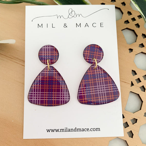 Winter Gingham Yupo Dangle Earrings