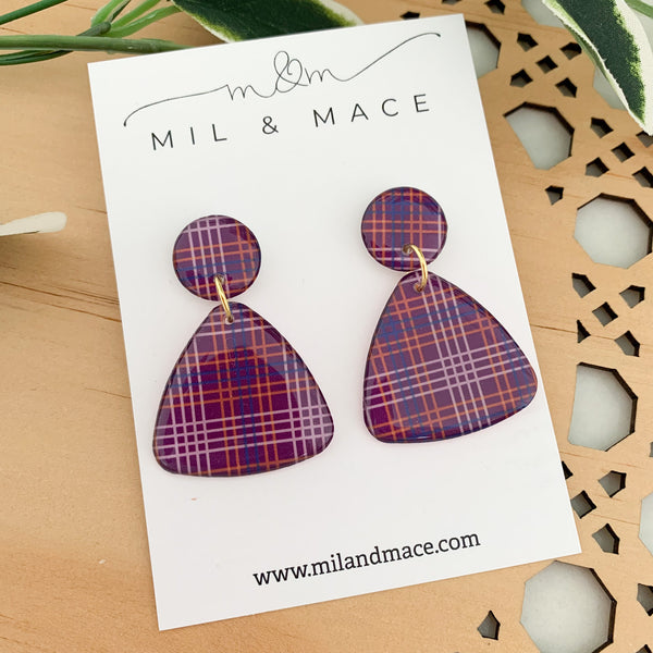 Winter Gingham Yupo Dangle Earrings