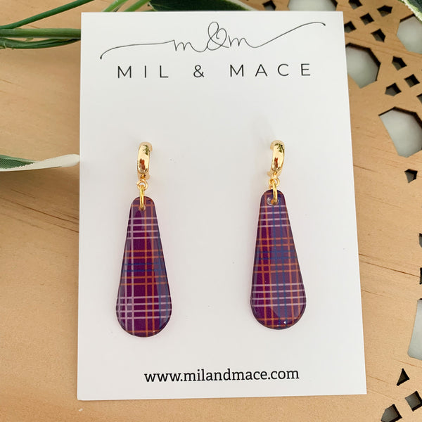 Winter Gingham Yupo Dangle Earrings