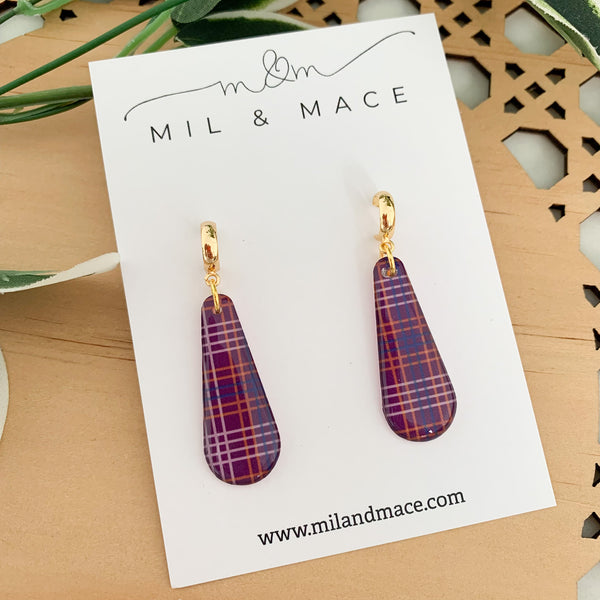 Winter Gingham Yupo Dangle Earrings