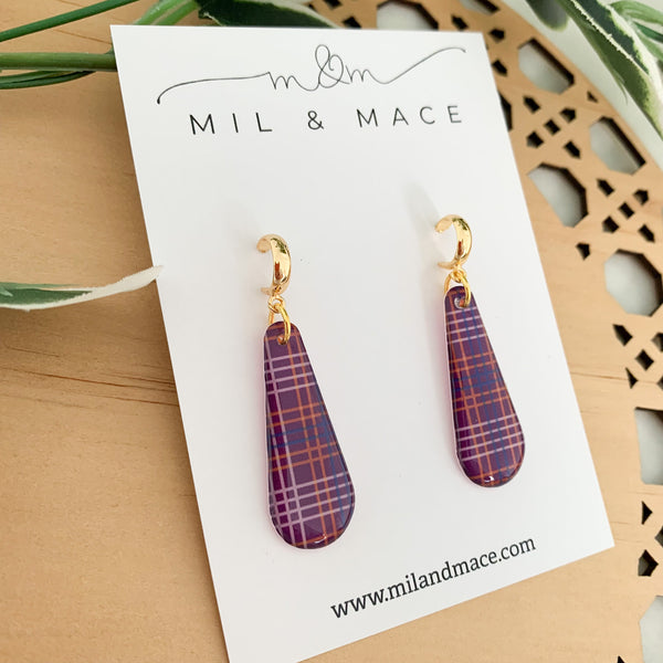 Winter Gingham Yupo Dangle Earrings