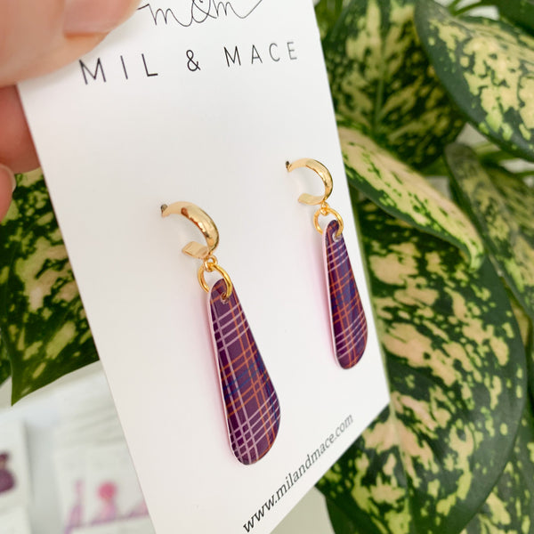 Winter Gingham Yupo Dangle Earrings