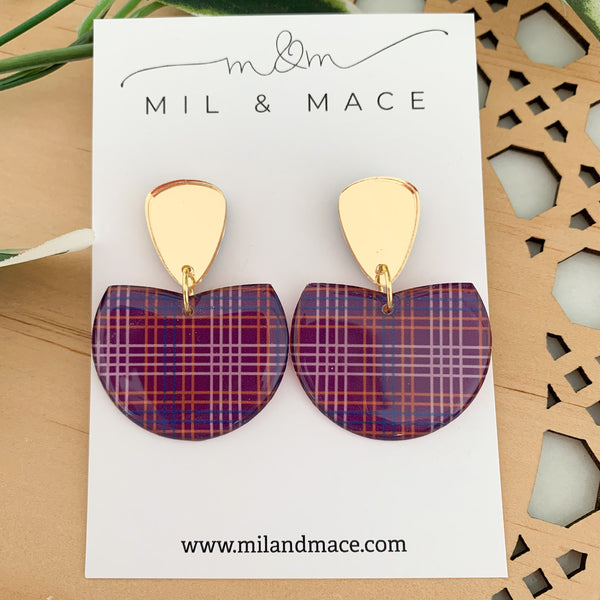 Winter Gingham Yupo Dangle Earrings