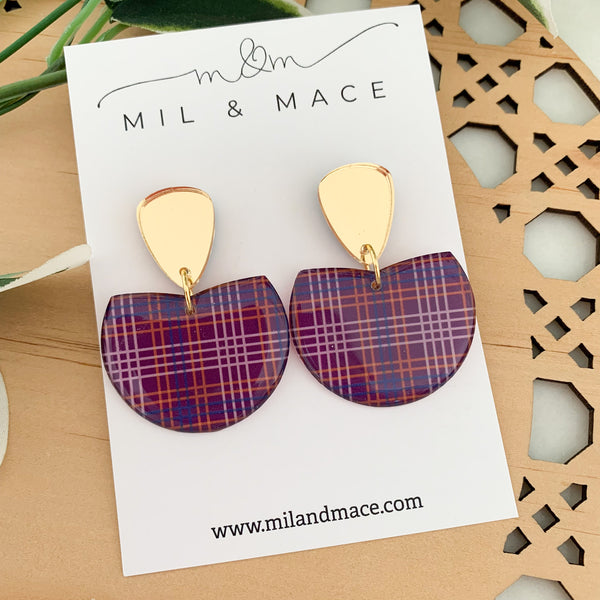 Winter Gingham Yupo Dangle Earrings