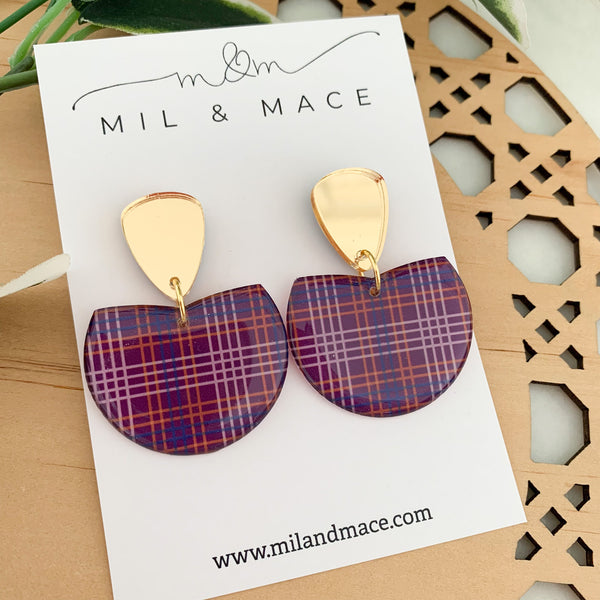 Winter Gingham Yupo Dangle Earrings