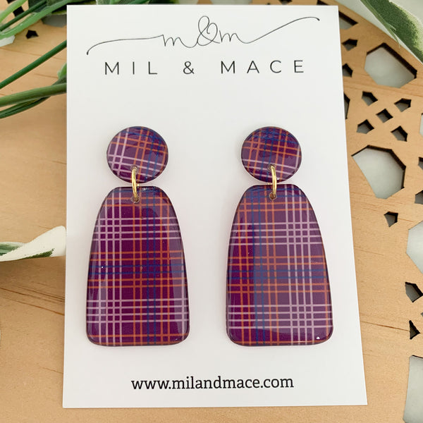 Winter Gingham Yupo Dangle Earrings