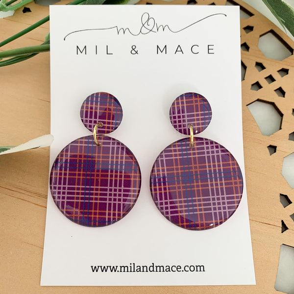 Winter Gingham Yupo Dangle Earrings