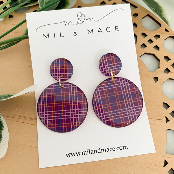 Winter Gingham Yupo Dangle Earrings