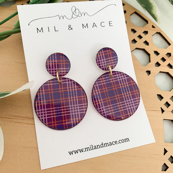 Winter Gingham Yupo Dangle Earrings
