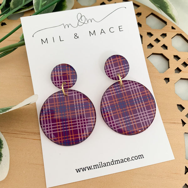 Winter Gingham Yupo Dangle Earrings