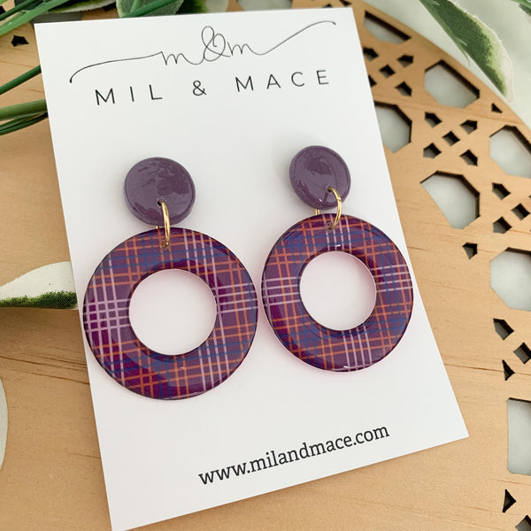 Winter Gingham Yupo Dangle Earrings