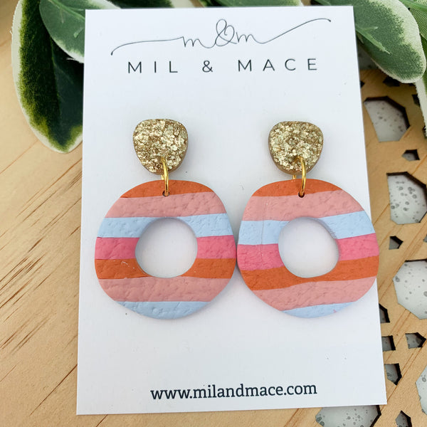 Orange and Pink Polymer Clay Dangle Earrings