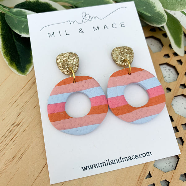 Orange and Pink Polymer Clay Dangle Earrings
