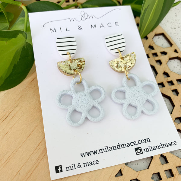 Tiered Flower Polymer Clay Dangle Earrings